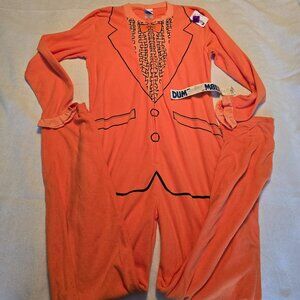 Dumb and Dumber Tuxedo Pajama One Piece Jumpsuit Orange Size M NWT Costume Sleep